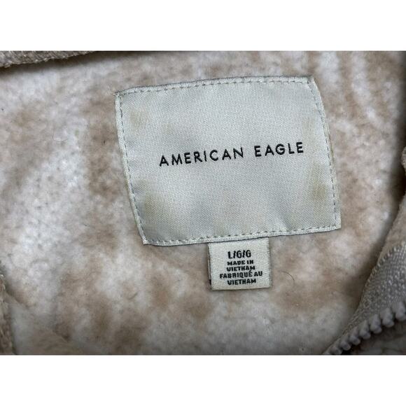 American Eagle Sherpa Sweater Womens Sz L Fuzzy Leopard Print Half Zip Pullover - Picture 3 of 9